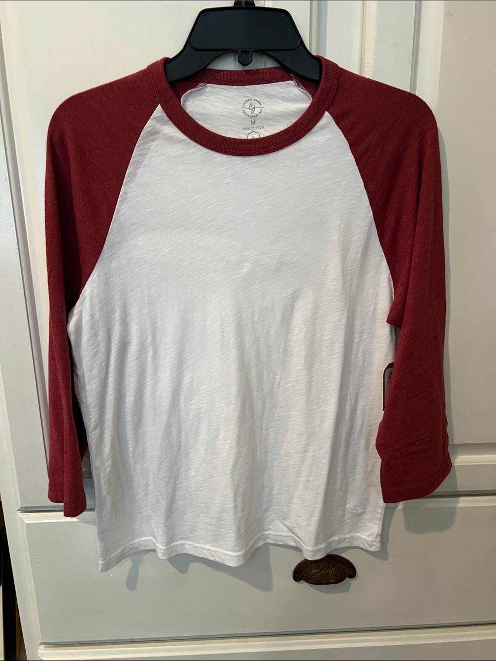 Lauren James White pomegranate red Tee with Trim women’s sz M NWTS